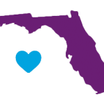 Florida-Loation-Icon Outline of Florida with heart next to it
