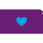 Kansas-Location-Icon Outline of Kansas with Heart on It